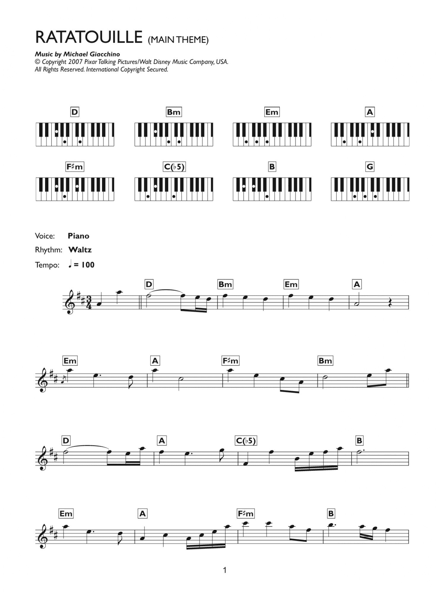 Ratatouille (Main Theme) (Piano Chords/Lyrics)