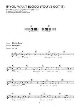 page one of If You Want Blood (You've Got It) (Piano Chords/Lyrics)