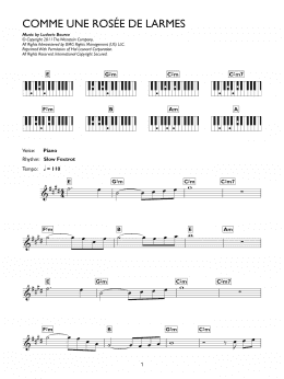page one of Comme Une Rosee De Larmes (from The Artist) (Piano Chords/Lyrics)