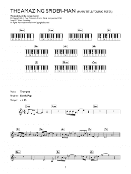 page one of Main Title / Young Peter (From The Amazing Spider-Man) (Piano Chords/Lyrics)