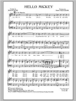 page one of Hello Mickey (Piano & Vocal)