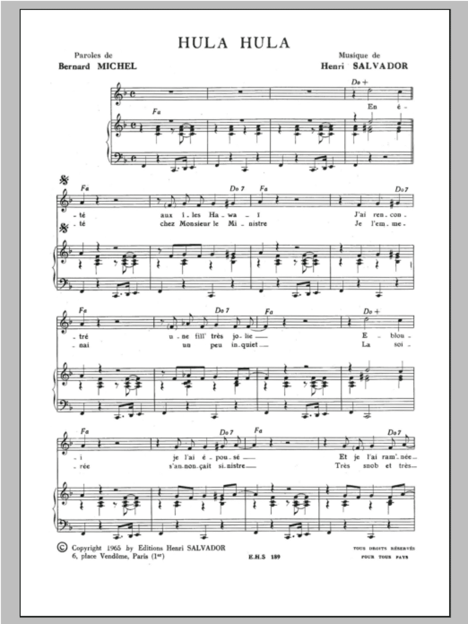 Hula Hula (Piano & Vocal)