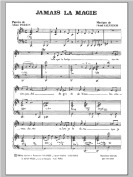 page one of Jamais La Magie (Piano & Vocal)