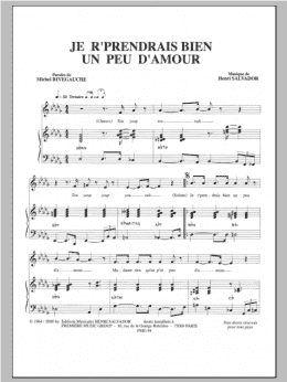 page one of Je R'prendrais Bien Un Peu D'amour (Piano & Vocal)