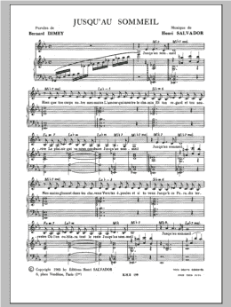page one of Jusqu'au Sommeil (Piano & Vocal)