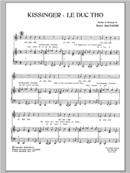 page one of Kissinger - Le Duc Tho (Piano & Vocal)
