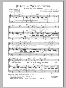 page one of I Drink To Your Memory (Je Bois A Ton Souvenir) (Piano & Vocal)