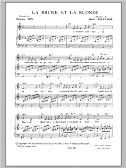 page one of Brune Et La Blonde (Piano & Vocal)