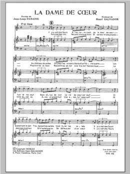 page one of La Dame De Coeur (Piano & Vocal)