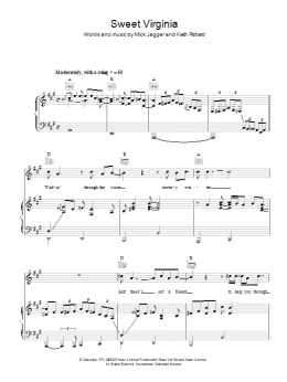 page one of Sweet Virginia (Piano, Vocal & Guitar Chords)