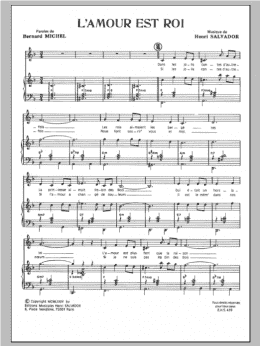 page one of L'amour Est Roi (Piano & Vocal)