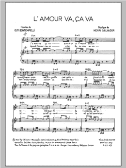 page one of L'amour Va Ca Va (Piano & Vocal)