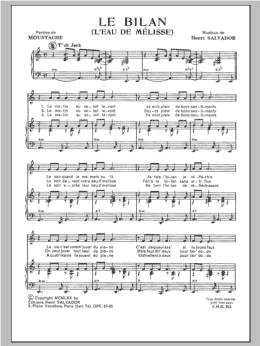 page one of Le Bilan (Piano & Vocal)