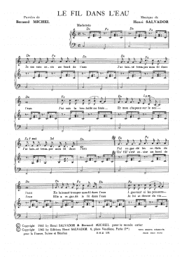 page one of Fil Dans L'eau (Piano & Vocal)