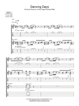 page one of Dancing Days (Guitar Tab)