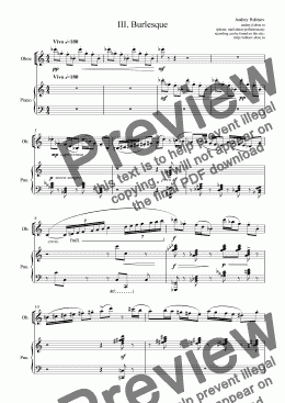 page one of "3. <b>Burlesque</b>" for oboe and piano