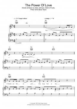 page one of The Power Of Love (Piano, Vocal & Guitar Chords (Right-Hand Melody))