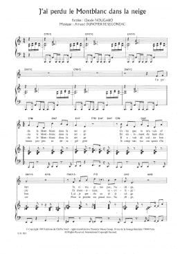 page one of J'ai Perdu Le Montblanc Dans La Neige (Piano & Vocal)