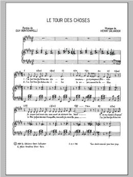 page one of Tour Des Choses (Piano & Vocal)