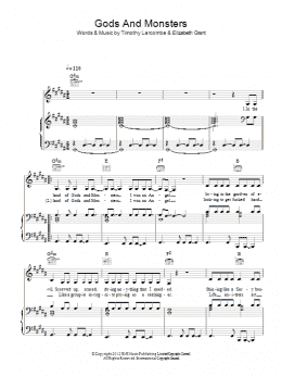 page one of Gods And Monsters (Piano, Vocal & Guitar Chords)