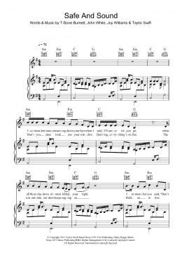 page one of Safe & Sound (feat. The Civil Wars) (from The Hunger Games) (Piano, Vocal & Guitar Chords)