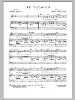 page one of Voyageur (Piano & Vocal)
