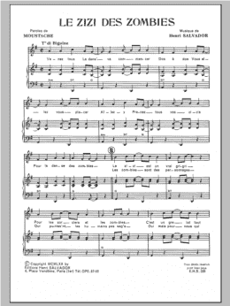 page one of Zizi Des Zombies (Piano & Vocal)