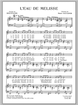 page one of Eau De Melisse (Piano & Vocal)
