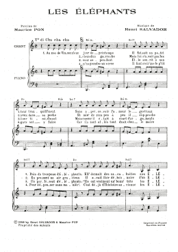 page one of Les Elephants (Piano & Vocal)