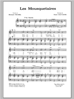 page one of Mousquetaires (Piano & Vocal)
