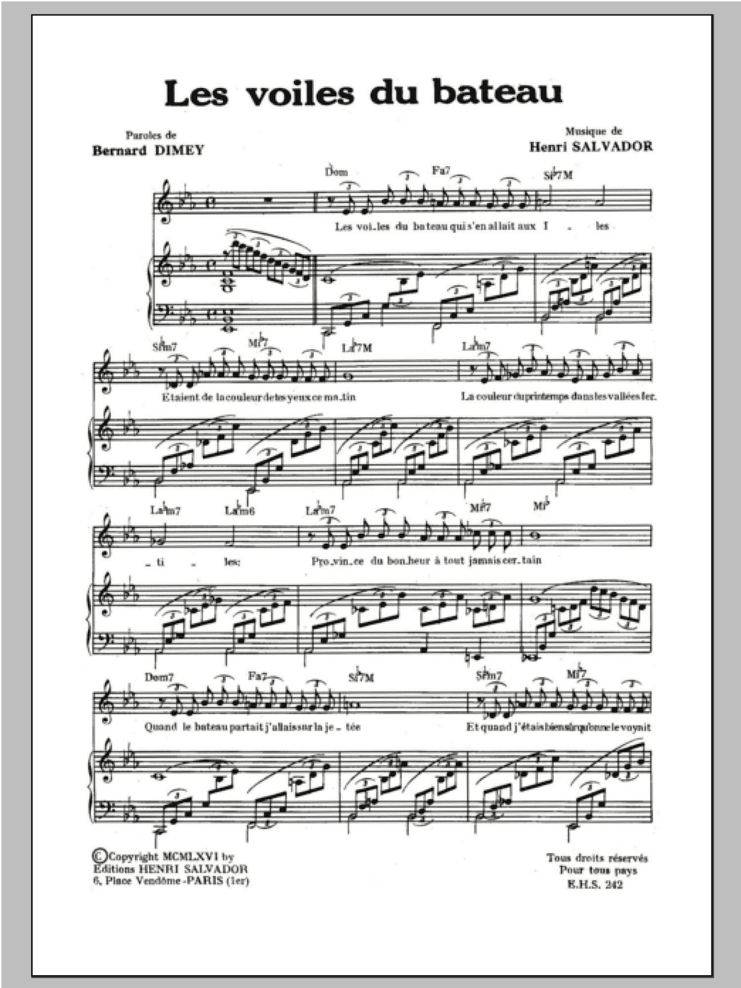 Voiles Du Bateau (Piano & Vocal)