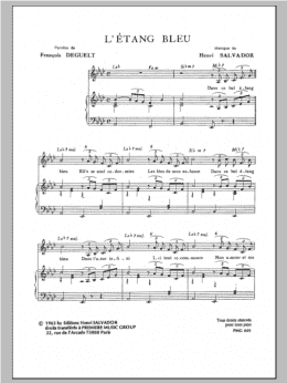 page one of Etang Bleu (Piano & Vocal)