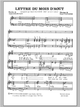 page one of Lettre Du Mois D'aout (Piano & Vocal)