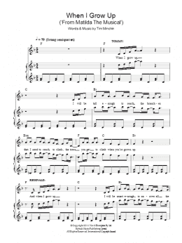 page one of When I Grow Up (from Matilda The Musical) (Piano & Vocal)