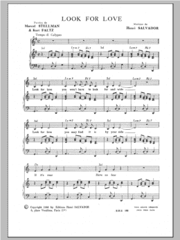 page one of Look For Love (Piano & Vocal)