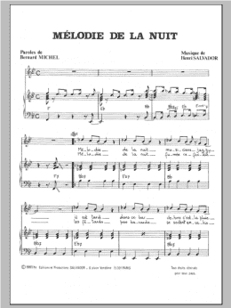 page one of Melodie De La Nuit (Piano & Vocal)