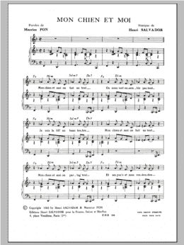 page one of Mon Chien Et Moi (Piano & Vocal)