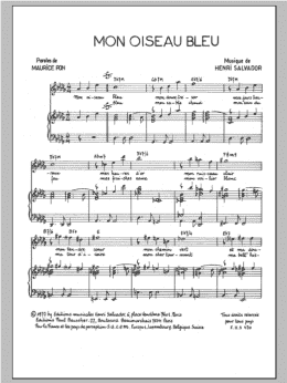 page one of Mon Oiseau Bleu (Piano & Vocal)