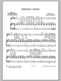 page one of Monsieur L'Baron (Piano & Vocal)