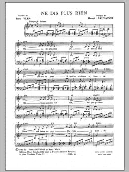 page one of Ne Dis Plus Rien (Piano & Vocal)
