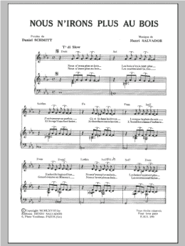 page one of Nous N'irons Plus Au Bois (Piano & Vocal)