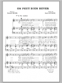 page one of On Peut Bien Rever (Piano & Vocal)