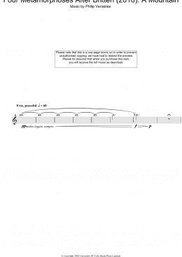 page one of Four Metamorphoses After Britten (2010): A Mountain (Oboe Solo)