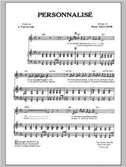 page one of Personnalise (Piano & Vocal)