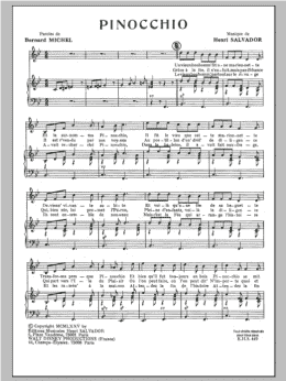 page one of Pinocchio (Piano & Vocal)