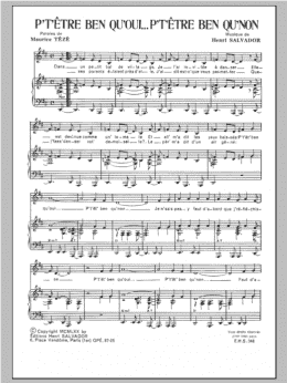 page one of P'tetre Bien Que Oui P'tetre Bien Que Non (Piano & Vocal)