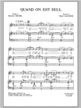 page one of Quand On Est Seul (Piano & Vocal)