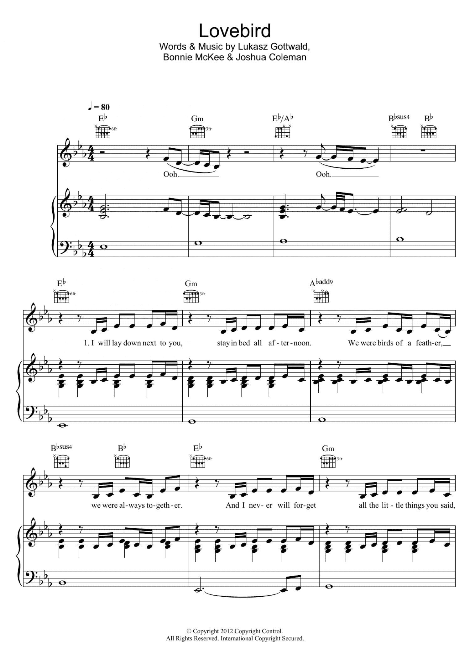 Lovebird (Piano, Vocal & Guitar Chords)