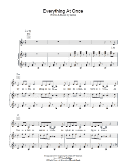 page one of Everything At Once (Piano, Vocal & Guitar Chords)