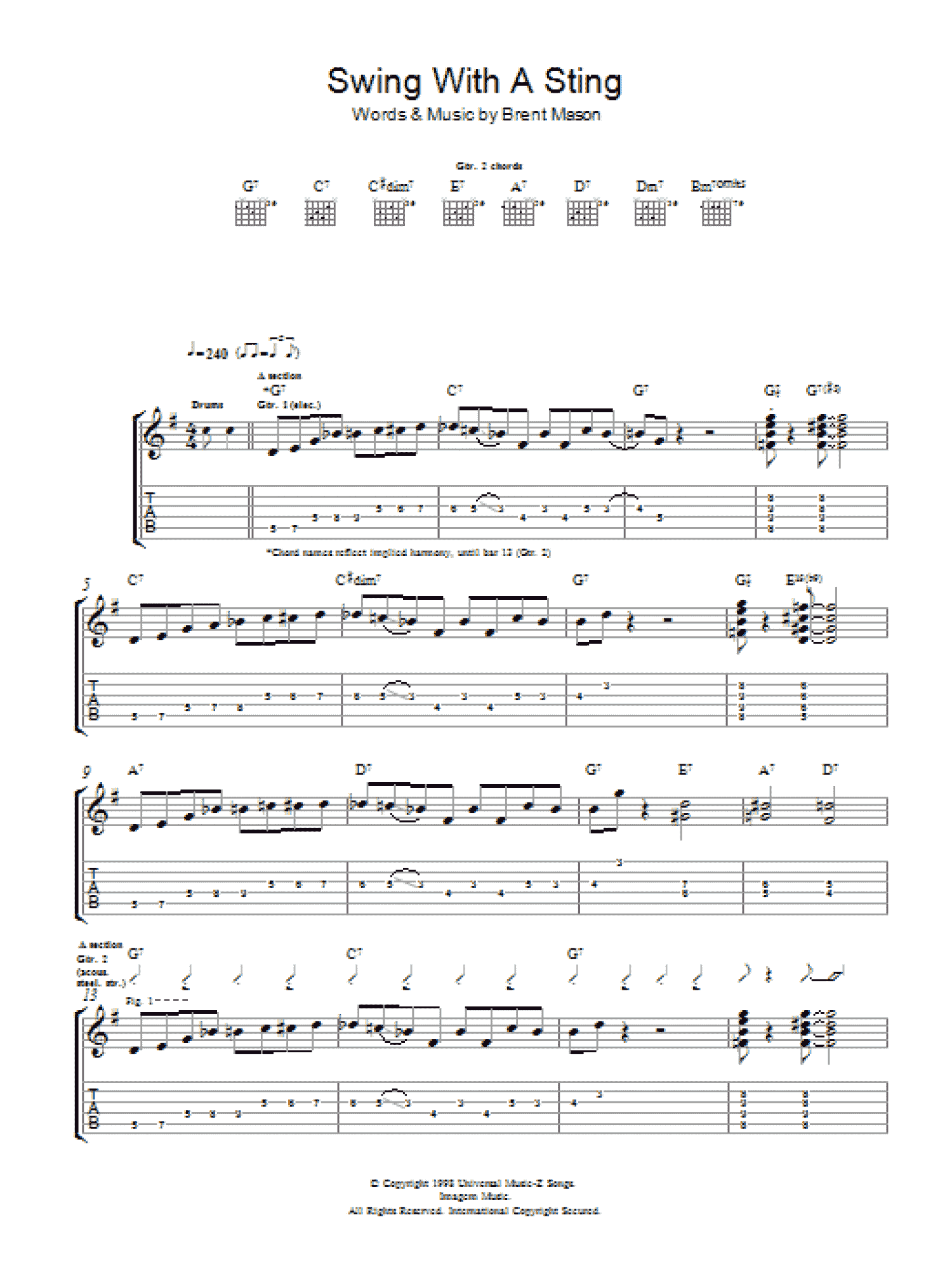 Swing With A Sting (Guitar Tab)